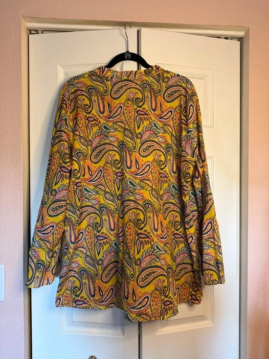 Lauren Ralph Lauren 2X Paisley Blouse Boho Tunic 100% Cotton Colorful Top - Picture 6 of 7